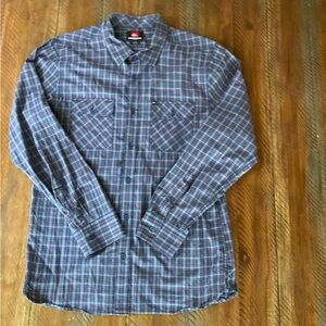 Men’s Quiksilver Plaid Shirt Cotton Button Down Top Large